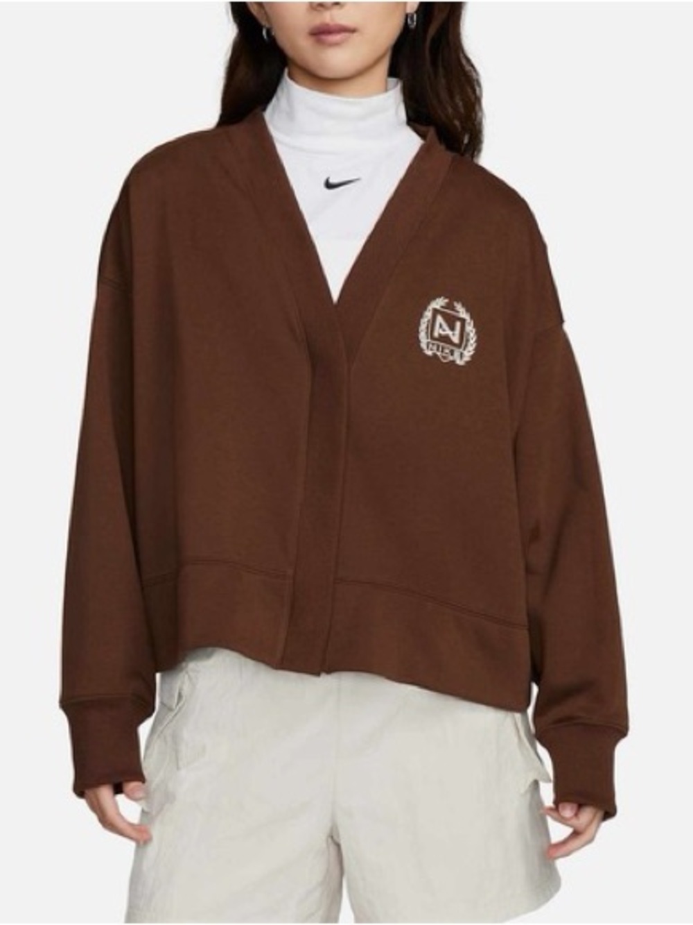 Nike Sportswear Brown Collegiate Oversized Cardigan Women's Size XS RARE Sweater